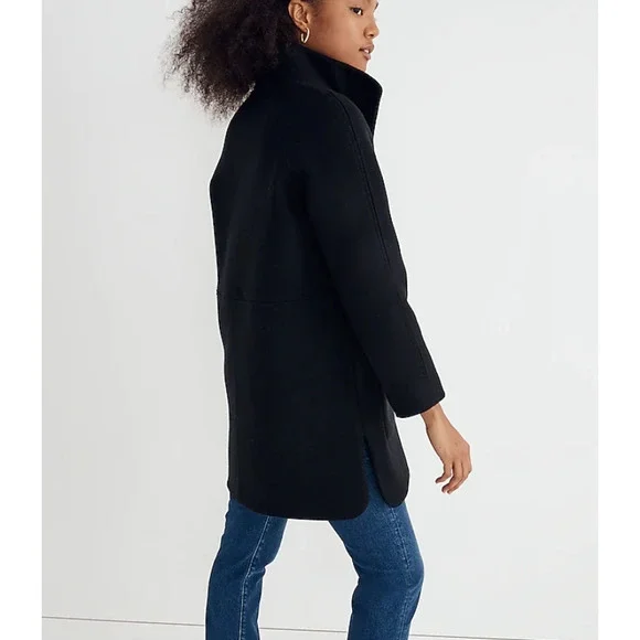 Madewell Estate Cocoon Coat in Insuluxe Fabric, Wool | Size Small, Black NEW - Picture 2 of 10